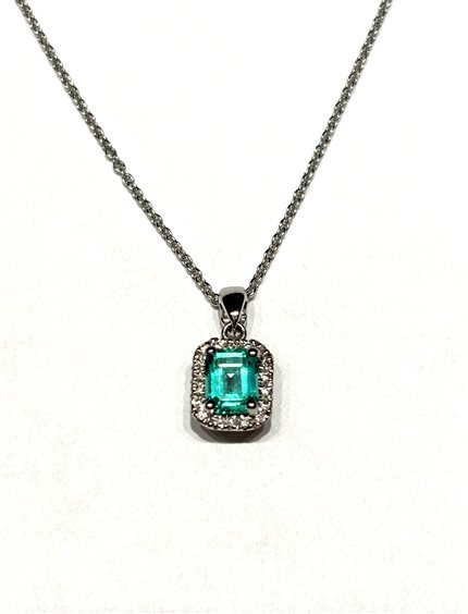 Collana Oxygène Donna Kate in Oro bianco Smeraldo sintetico 0.30 Ct 0050488S07 - 0050488S07